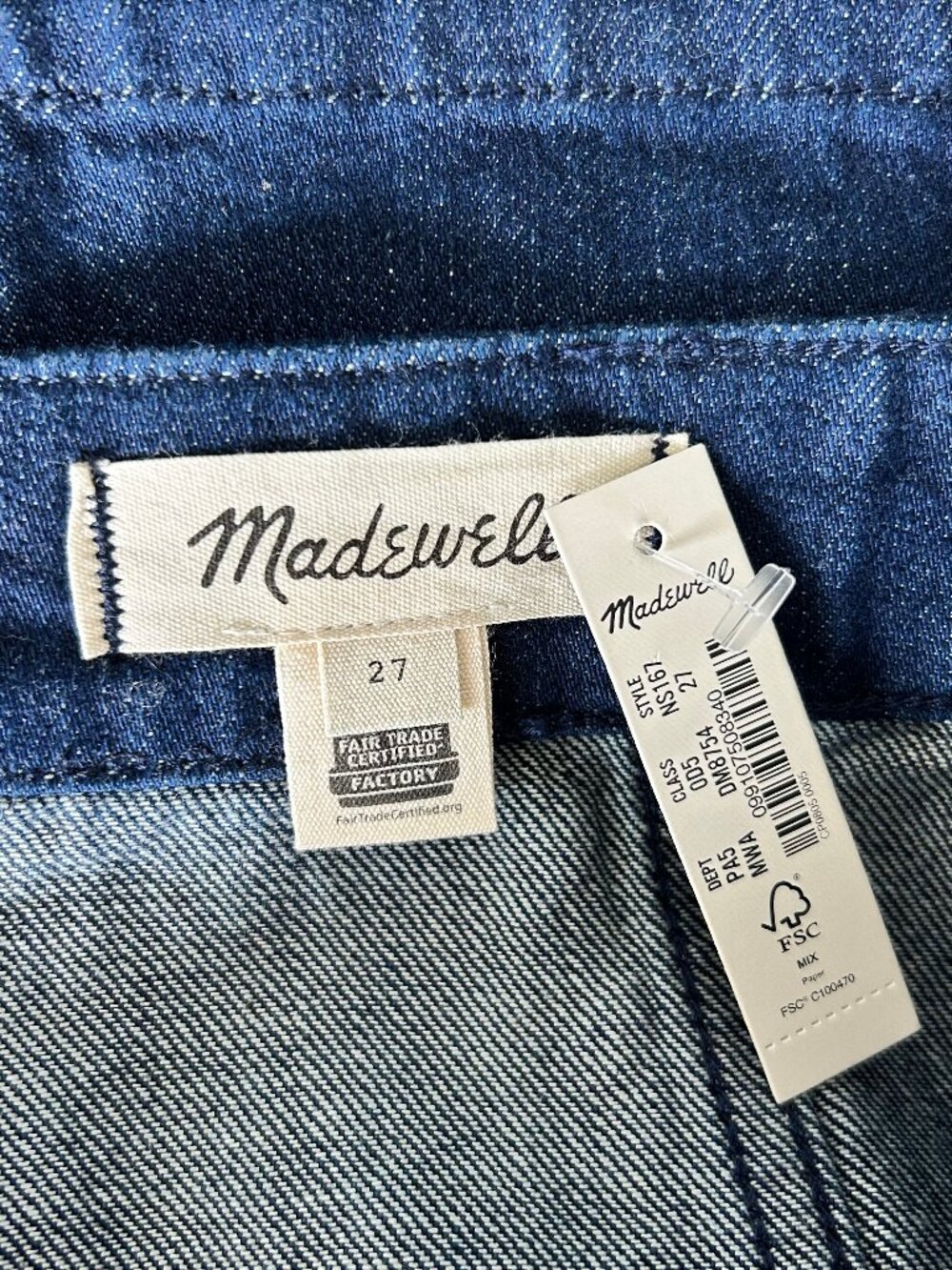 Madewell Denim Mini Skirt NWT Size 27 Dark Wash Lyocell Blend Fair Trade - Picture 6 of 10